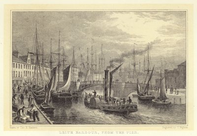 Leith Haven, vanaf de pier door Thomas Hosmer (after) Shepherd