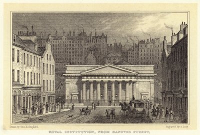 Royal Institution, vanaf Hanover Street door Thomas Hosmer (after) Shepherd