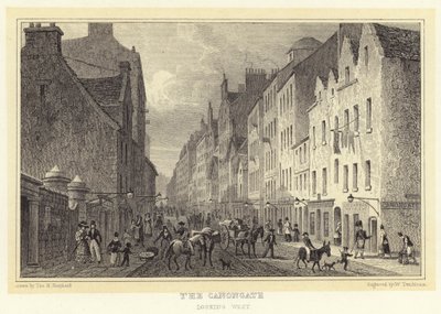 The Canongate, kijkend naar het westen door Thomas Hosmer (after) Shepherd