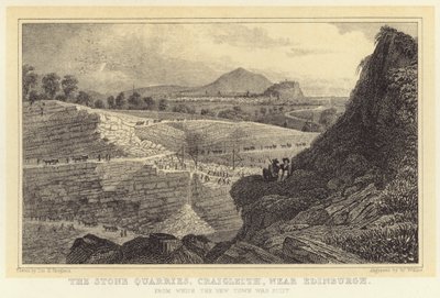 De steengroeven van Craigleith, nabij Edinburgh, waaruit de Nieuwe Stad werd gebouwd door Thomas Hosmer (after) Shepherd