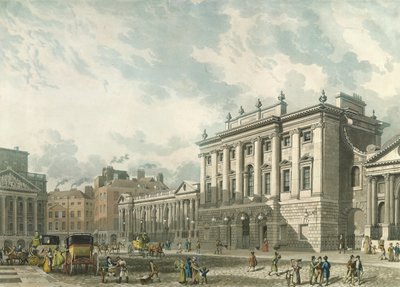 Een uitzicht op de Bank of England, gegraveerd door Daniel Havell (1785-1826), uitgegeven 1816 door Ackermann
