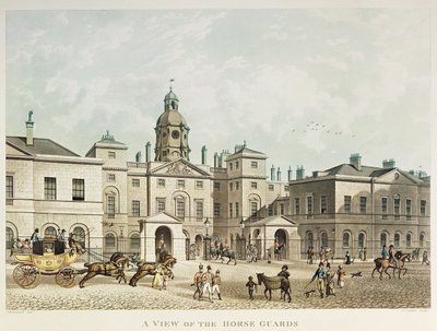Een uitzicht op de Horse Guards vanaf Whitehall gegraveerd door J.C Sadler door Thomas Hosmer Shepherd
