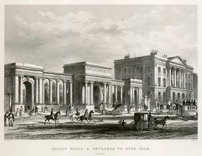 Apsley House, Hyde Park Corner, Londen, 1850 door Thomas Hosmer Shepherd