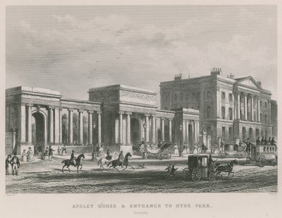 Apsley House en ingang van Hyde Park door Thomas Hosmer Shepherd
