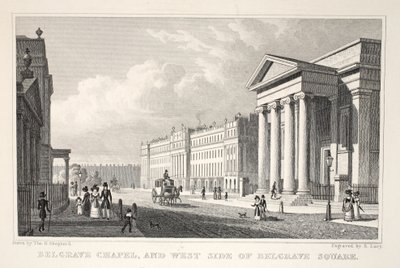 Belgrave Chapel en westzijde van Belgrave Square, uit 