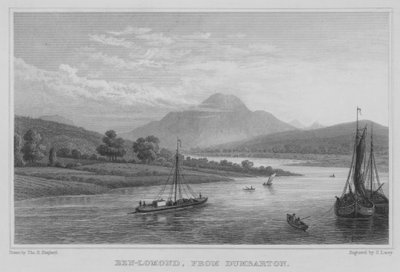 Ben-Lomond, vanaf Dumbarton (gravure) door Thomas Hosmer Shepherd