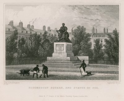 Bloomsbury Square en standbeeld van Fox door Thomas Hosmer Shepherd