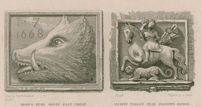 Zwijnskop en oude tablet door Thomas Hosmer Shepherd