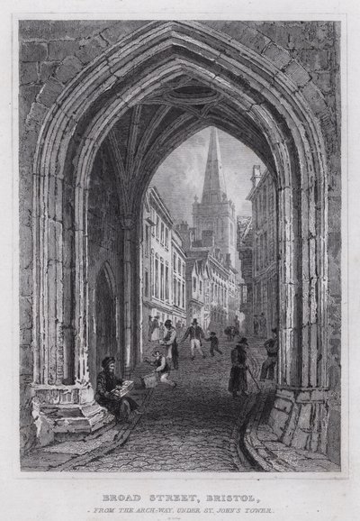 Broad Street, Bristol, vanaf de boog onder St John