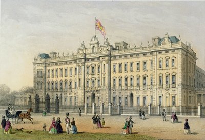 Buckingham Palace, gegraveerd door Bachelier, pub. 1854 door Thomas Hosmer Shepherd