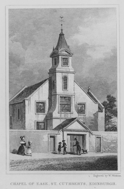 Kapel van Gemak, St Cuthberts, Edinburgh (gravure) door Thomas Hosmer Shepherd