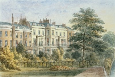 Oostgevel van het huis van Sir Robert Peel in Privy Garden, 1851 door Thomas Hosmer Shepherd