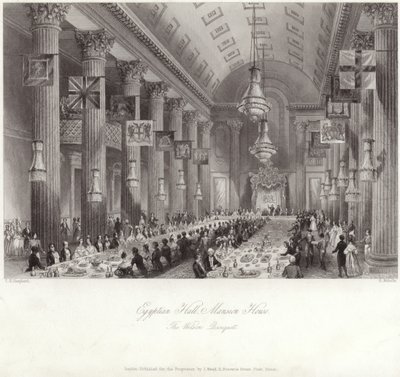 Egyptische Hal in het Mansion House tijdens het Wilson banket door Thomas Hosmer Shepherd