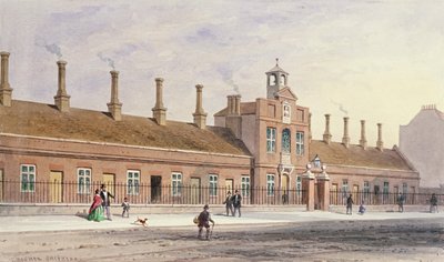 Emery Hills Alms Houses in Rochester Row, 1850 door Thomas Hosmer Shepherd