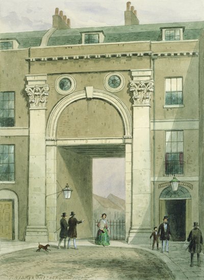 Toegang tot de rivier, Essex Street, 1857 door Thomas Hosmer Shepherd
