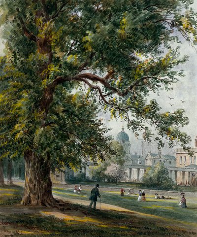 Greenwich Hospital vanuit het park, juni 1855 door Thomas Hosmer Shepherd