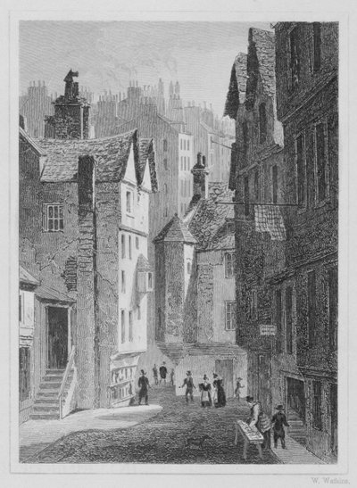 High School, Wynd, Edinburgh gegraveerd door William Watkins, 1831 door Thomas Hosmer Shepherd