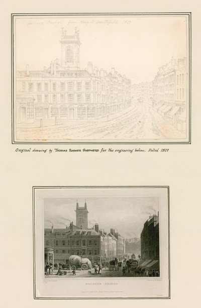 Holborn Bridge, Londen door Thomas Hosmer Shepherd