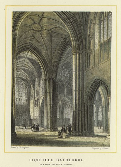 Kathedraal van Lichfield, zicht vanaf het noordelijk transept door Thomas Hosmer Shepherd
