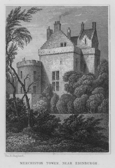 Merchiston Tower, nabij Edinburgh door Thomas Hosmer Shepherd