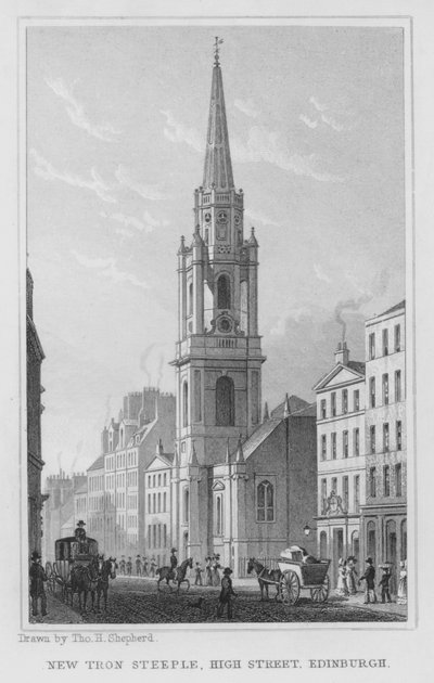 Nieuwe Tron Toren, High Street, Edinburgh (gravure) door Thomas Hosmer Shepherd