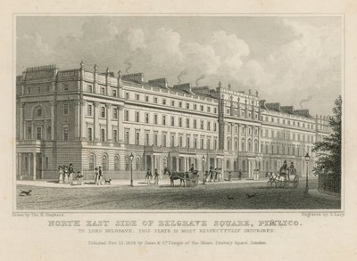 Noordoostzijde van Belgrave Square, Pimlico door Thomas Hosmer Shepherd