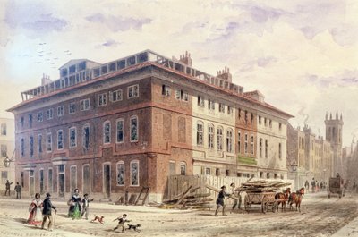 Oud Huis in New Street Square, Zuidoost Voorkant door Thomas Hosmer Shepherd