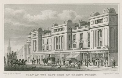 De oostkant van Regent Street, Londen door Thomas Hosmer Shepherd