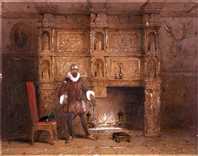 Mogelijk Sir John Spencer in Canonbury House, of Sir Walter Raleigh in de Oude Pied Bull Inn door Thomas Hosmer Shepherd