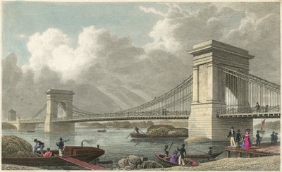 Hangbrug over de Theems bij Hammersmith door Thomas Hosmer Shepherd