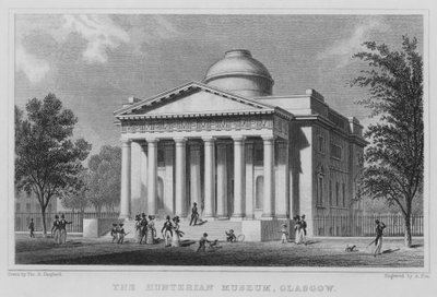 Het Hunterian Museum, Glasgow (gravure) door Thomas Hosmer Shepherd