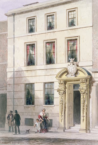 De nieuwe voorkant van Painter Stainers Hall, 1850 door Thomas Hosmer Shepherd