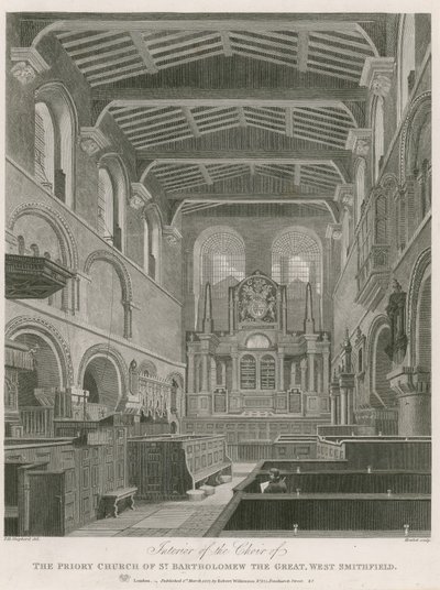 De Priorijkerk van St Bartholomew the Great, West Smithfield door Thomas Hosmer Shepherd