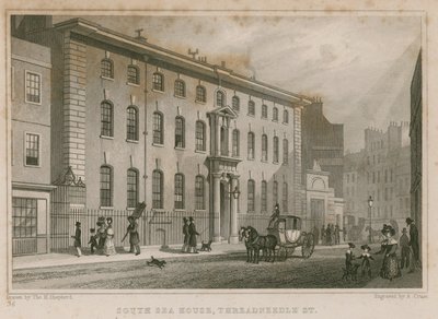 Het South Sea House, Threadneedle Street, Londen door Thomas Hosmer Shepherd