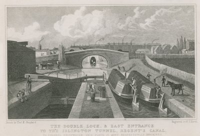 De dubbele sluis en oostelijke ingang van de Islington Tunnel door Thomas Hosmer Shepherd