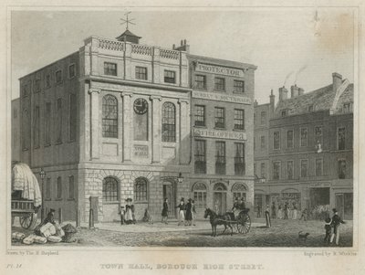 Stadhuis, Borough High Street (gravure) door Thomas Hosmer Shepherd