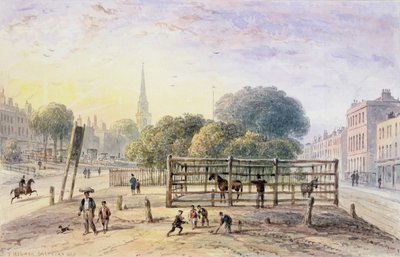 Uitzicht op Islington Pound, 1850 door Thomas Hosmer Shepherd