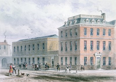Uitzicht op Soho Square en Carlisle House door Thomas Hosmer Shepherd