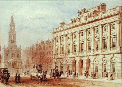 Uitzicht op Somerset House en de Kerk van St. Mary Le Strand door Thomas Hosmer Shepherd