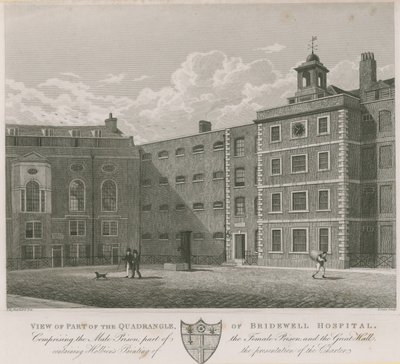 Uitzicht op een deel van de binnenplaats van Bridewell Hospital door Thomas Hosmer Shepherd