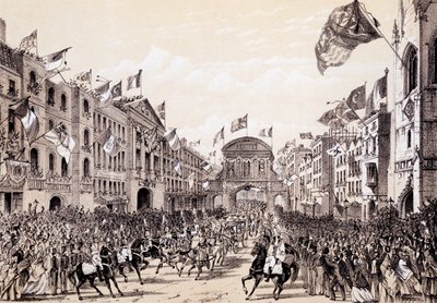 Bezoek van Napoleon III en keizerin Eugenie aan de stad, 19 april 1855 door Thomas Hosmer Shepherd