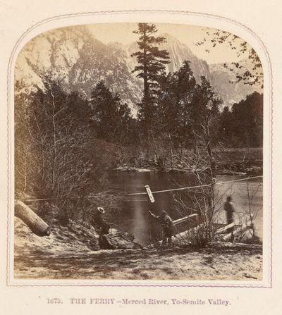 De veerboot - Merced River, Yo-Semite Valley door Thomas Houseworth