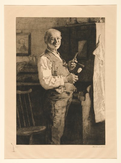 Zonder Titel [Man die zich voorbereidt om te scheren] door Thomas Hovenden