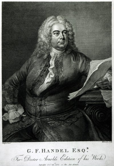 George Frederick Handel, gegraveerd door William Bromley voor Doctor Arnold