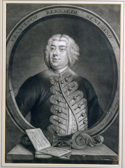 Portret van Francesco Bernardi Senesino, een Sienese castraat, gegraveerd door Alexander van Haecken door Thomas Hudson