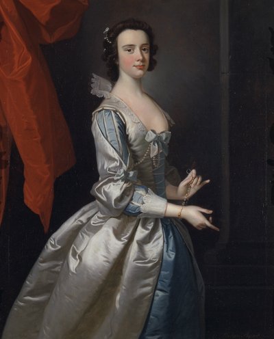 Portret van een vrouw, waarschijnlijk Elizabeth Aislabie, van Studley Royal, Yorkshire door Thomas Hudson