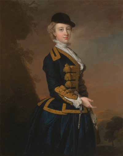 Portret van een jonge vrouw van de Fortesque-familie uit Devon door Thomas Hudson