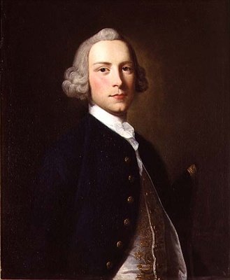 Portret van een marineofficier in uniform door Thomas Hudson
