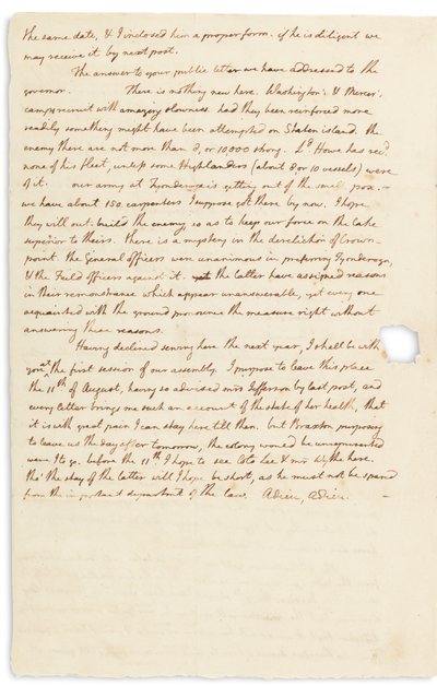 Autograaf brief aan John Page, Philadelphia, 30 juli 1776 door Thomas Jefferson