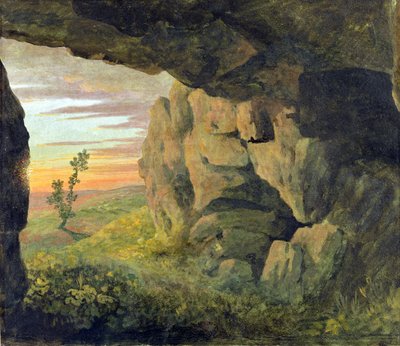 Een grot nabij St. Agnese buiten de Porta Pia door Thomas Jones